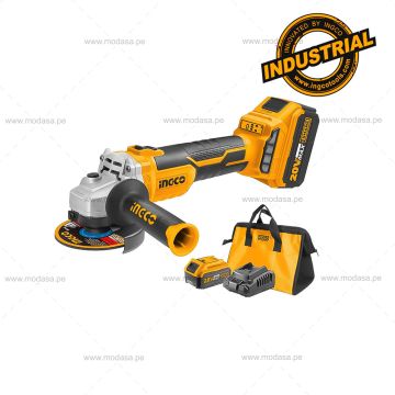 AMOLADORA INALÁMBRICA 4 1/2" 20V + 2 BATERÍAS DE LITIO 4AH