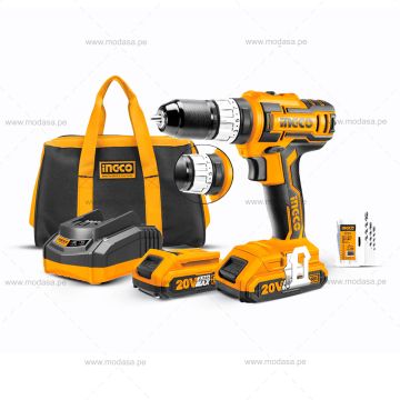 TALADRO ATORNILLADOR PERCUTOR INALÁMBRICO 3/8" 45NM 20V + 50 ACCESORIOS