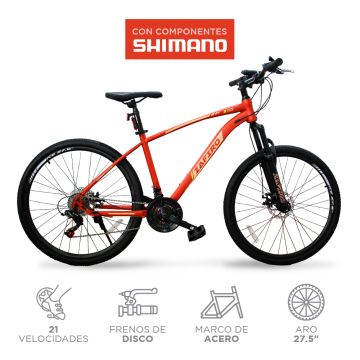 BICICLETA ZAFIRO MTB ICE ROJO MATE 27.5" ACERO 21V