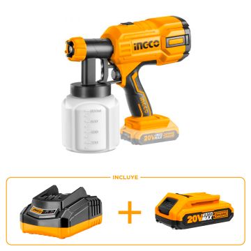 KIT DE PISTOLA PARA PINTAR 20V 0.2BAR 600ML/MIN + 1 BATERÍA 2AH Y CARGADOR