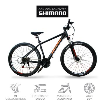 BICICLETA ZAFIRO MTB STONE NEGRO MATE 29" ALUMINIO 21V