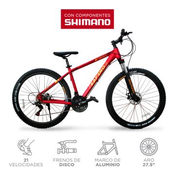 BICICLETA ZAFIRO MTB TERRA ROJO MATE 27.5" ALUMINIO 21V