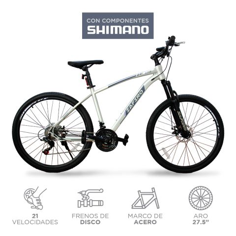 BICICLETA ZAFIRO MTB ICE  BLANCO MATE 27.5" ACERO 21V