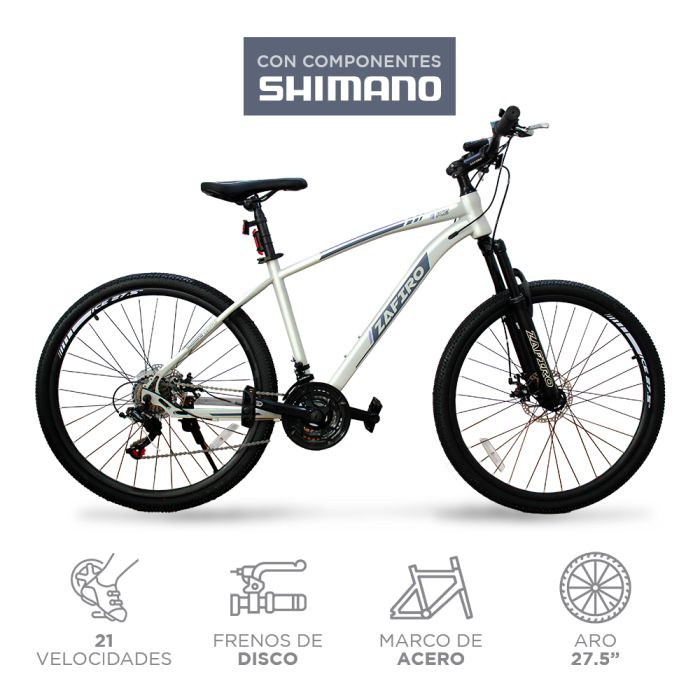 BICICLETA ZAFIRO MTB ICE  BLANCO MATE 27.5" ACERO 21V
