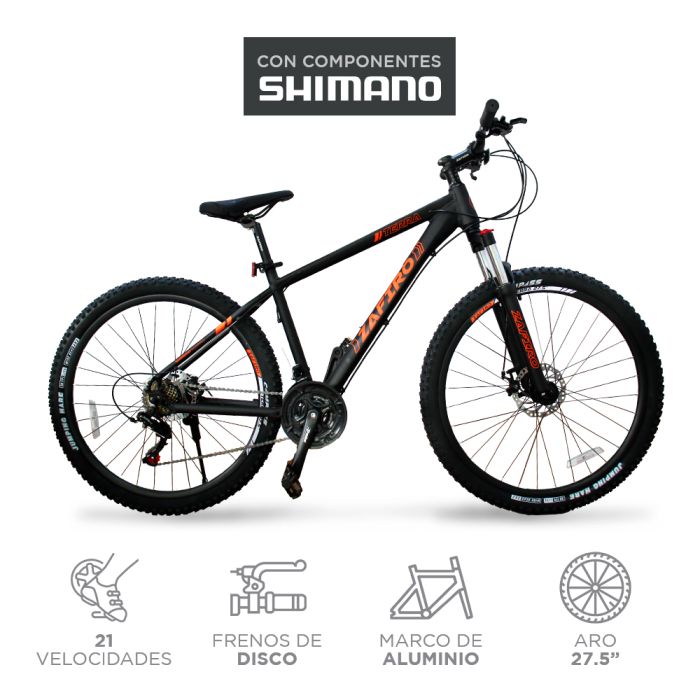 BICICLETA ZAFIRO MTB TERRA NEGRO MATE 27.5" ALUMINIO 21V